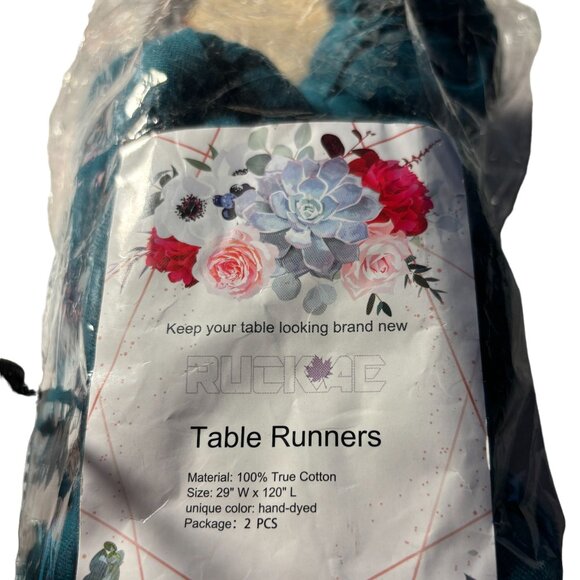 Table Runners by RUCKAE 2 Pack 29x120 inch Dark Green Gauze for Parties Weddings - Picture 4 of 5